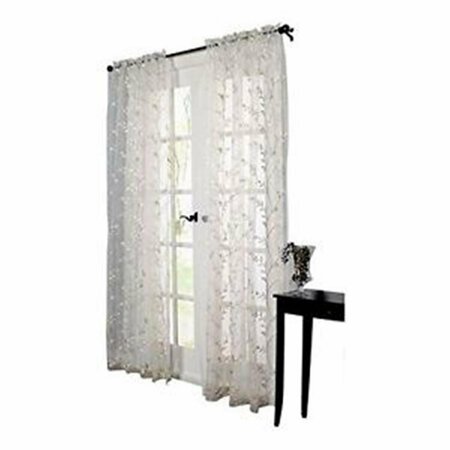 COMMONWEALTH HOME FASHIONS 84 in. Venice Embroidered Vertical Vine Sheer Background Curtains, White 70217-100-84-001